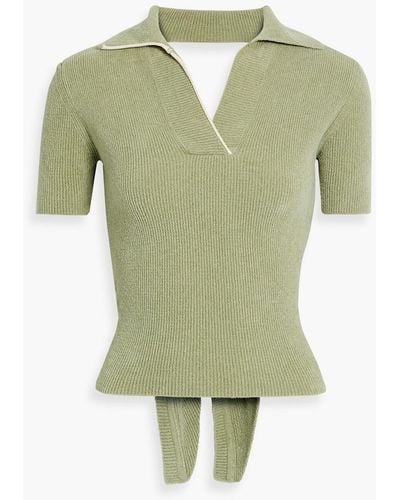 Jacquemus Cutout Cotton-blend Corduroy Polo Shirt - Green