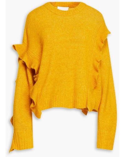 3.1 Phillip Lim Ruffled Brushed Knitted Sweater - Yellow