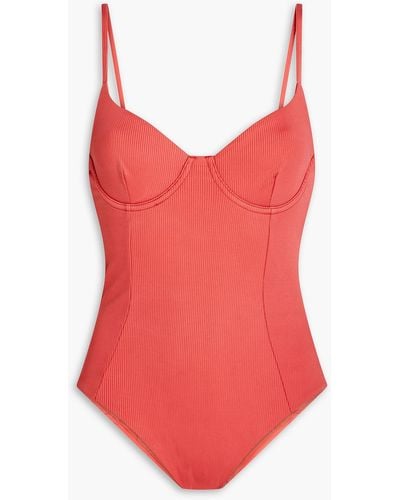 Onia Chelsea Ribbed Jersey Swimsuit - Red