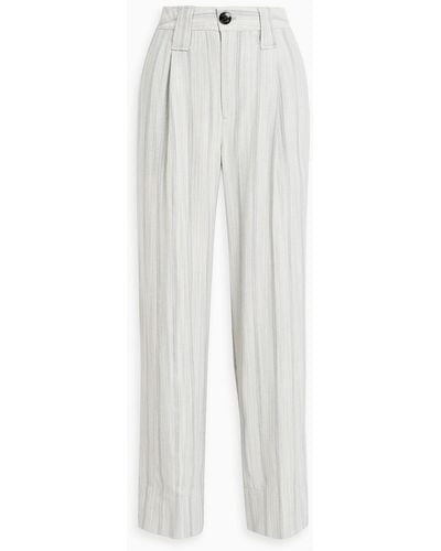 Ganni Pleated Jacquard Wide-leg Pants - White