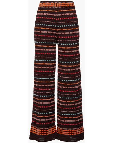M Missoni Metallic Crochet-knit Wool-blend Wide-leg Pants - Brown