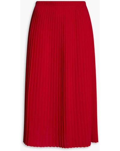 Adam Lippes Pleated Crepe De Chine Midi Wrap Skirt - Red