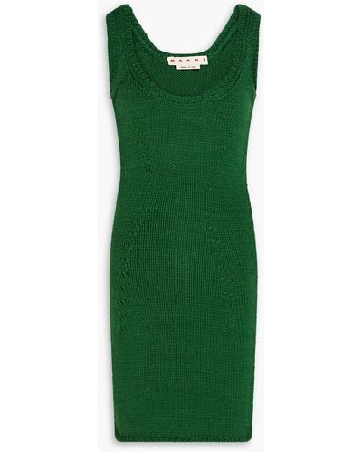 Marni Pointelle-knit Wool Mini Dress - Green