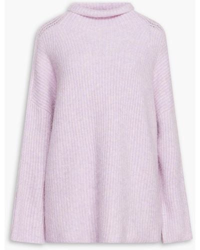 3.1 Phillip Lim Pointelle-trimmed Ribbed-knit Turtleneck Sweater - Pink
