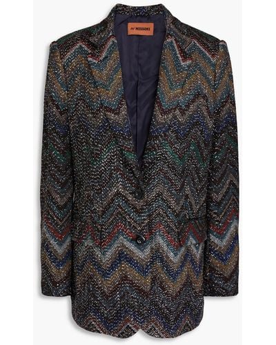 Missoni Embellished Intarsia-knit Blazer - Black