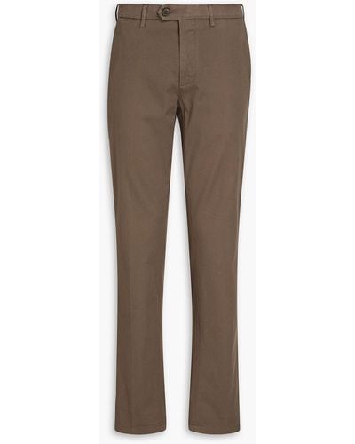 Canali Textured Stretch-cotton Twill Chinos - Natural