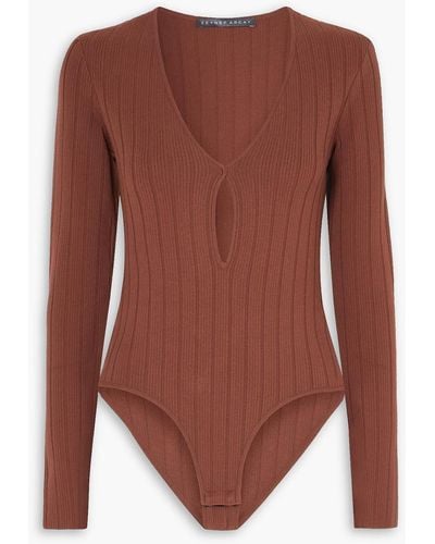 Zeynep Arcay Cutout Ribbed-knit Bodysuit - Brown