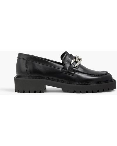 Iris & Ink Chain-embellished Leather Loafers - Black