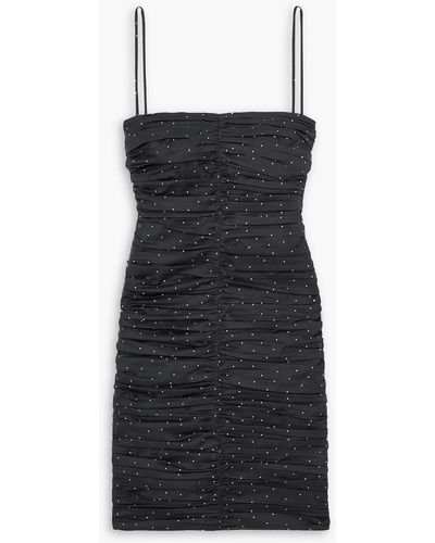 TOVE Devon Ruched Polka-dot Cotton-blend Mini Dress - Black