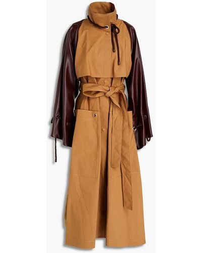 ROKSANDA Faux Leather-paneled Cotton Raincoat - Brown