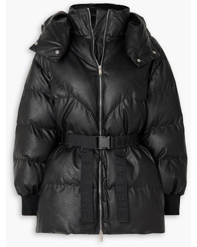 Stella McCartney Kayla Belted Quilted Faux Leather Hooded Coat - Black