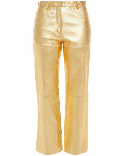 Sandro Leather Kick-flare Pants - Yellow