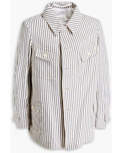 Maison Margiela Striped Cotton-jacquard Jacket - White