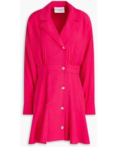Claudie Pierlot Gerafftes hemdkleid aus webstoff in minilänge - Pink