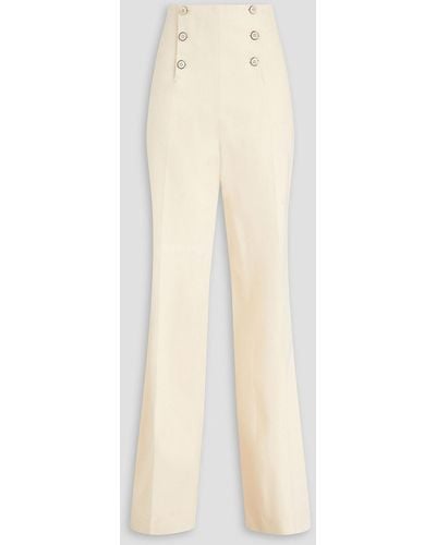 Giuliva Heritage Sailor Button-detailed Cotton-blend Gabardine Bootcut Trousers - White