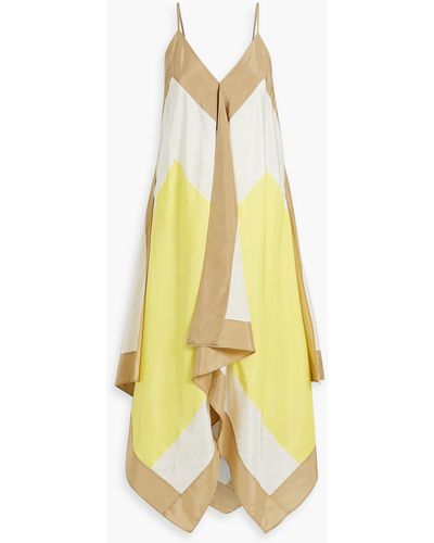 JOSEPH Devonshire Draped Color-block Silk-habotai Midi Dress - Yellow