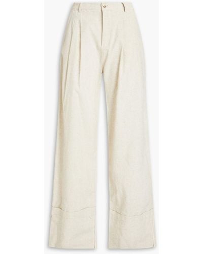 Nicholas Carleigh Linen-blend Wide-leg Trousers - White