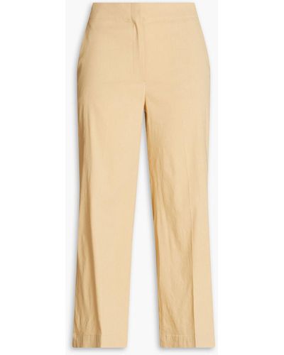 Theory Terena Cropped Linen-blend Wide-leg Trousers - Natural
