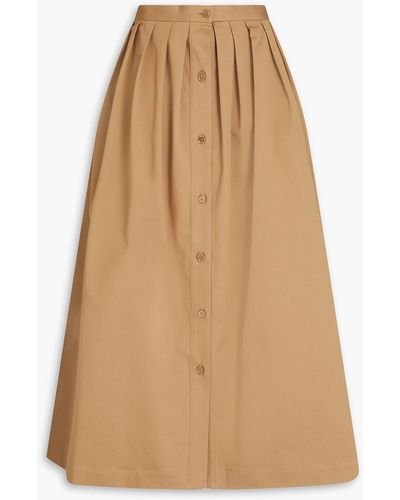 Giuliva Heritage Lilium Pleated Cotton-blend Maxi Skirt - Natural
