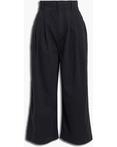 Joie Lagos Cropped Cotton And Lyocell-blend Twill Wide-leg Pants - Black
