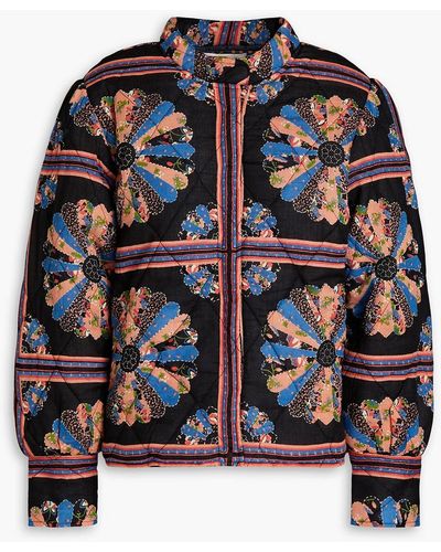 Antik Batik Jenny Floral-print Quilted Cotton Jacket - Black