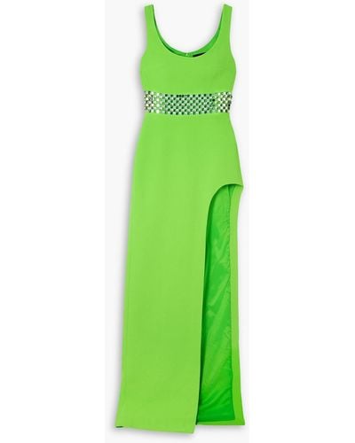 David Koma Embellished Cutout Stretch-cady Gown - Green
