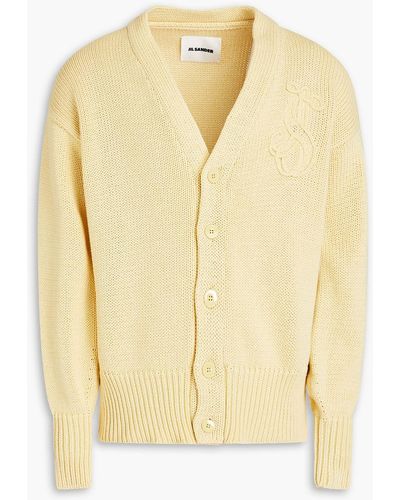 Jil Sander Embroidered Cotton Cardigan - Yellow
