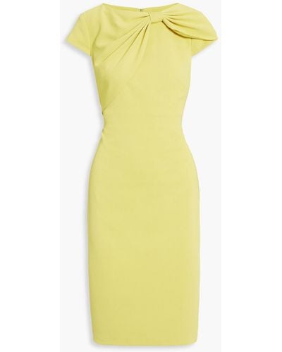 Badgley Mischka Bow-embellished Crepe Dress - Yellow