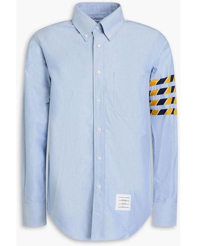 Thom Browne Striped Cotton-oxford Shirt - Blue