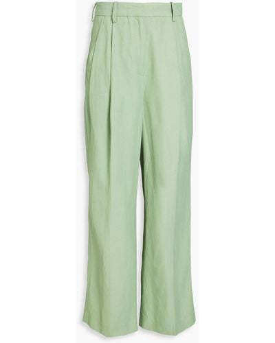 Loulou Studio Pleated Twill Wide-leg Trousers - Green