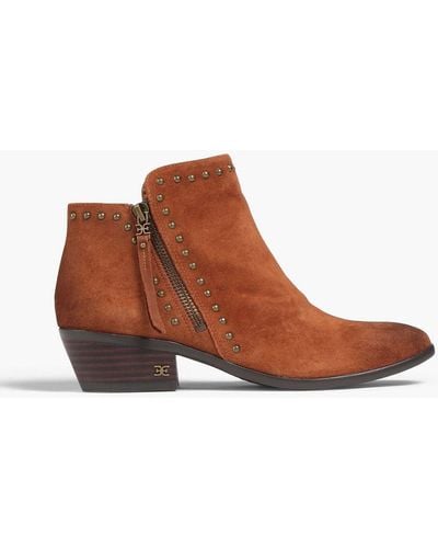 Sam Edelman Paola Studded Suede Ankle Boots - Brown