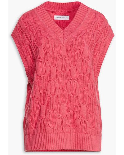 Samsøe & Samsøe Mags Cable-knit Cotton-blend Vest - Pink