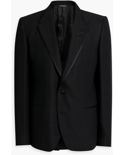 Dolce & Gabbana Satin-trimmed Wool-blend Blazer - Black