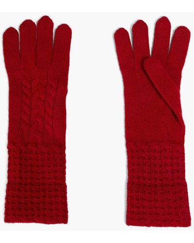 N.Peal Cashmere Handschuhe aus kaschmir mit zopfstrickmuster - Rot