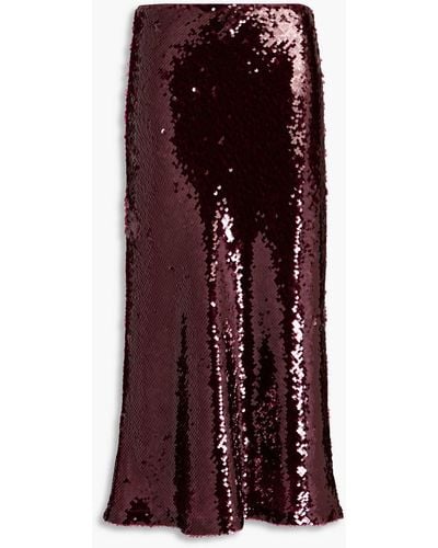 Vince Sequined Crepe Midi Skirt - Purple