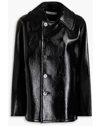 Philosophy Di Lorenzo Serafini Coated Faux Textured-leather Coat - Black