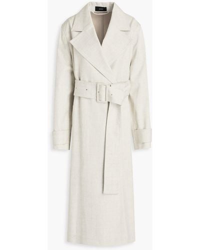 JOSEPH Charah Belted Mélange Woven Trench Coat - White
