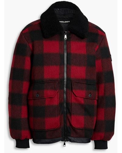 Holden Checked Brushed-felt Down Jacket - Red