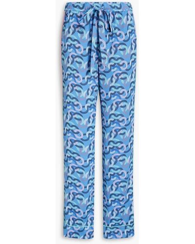 Diane von Furstenberg Cinzia Printed Crepe Straight-leg Trousers - Blue