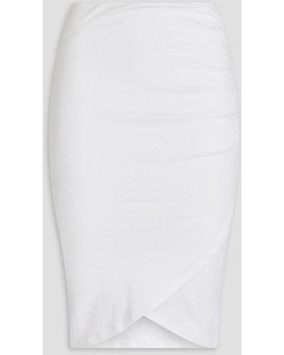 James Perse Ruched Cotton-blend Jersey Skirt - White