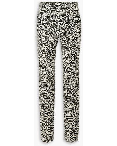 Proenza Schouler Zebra-jacquard Stretch Cotton-blend Slim-leg Trousers - Grey