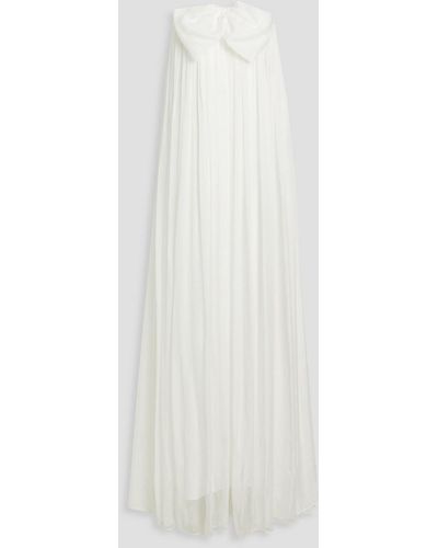 Caroline Constas Strapless Gathered Silk-chiffon Maxi Dress - White