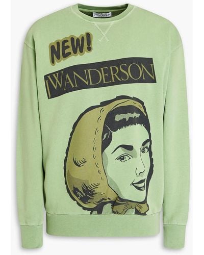 JW Anderson Sweatshirt aus baumwollfrottee mit print - Grün