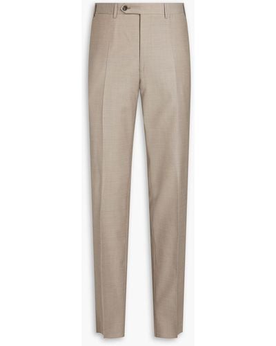 Canali Mélange Wool-twill Trousers - Natural