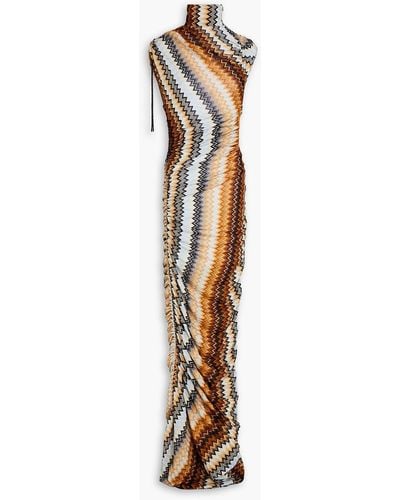 Missoni Ruched Metallic Crochet-knit Maxi Dress
