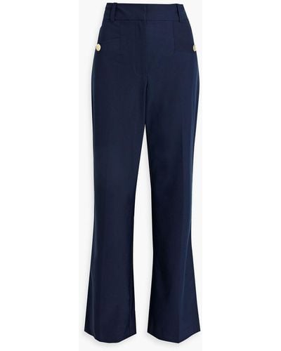 10 Crosby Derek Lam Button-embellished Cotton-blend Twill Bootcut Pants - Blue