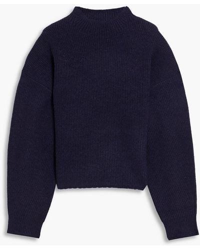 3.1 Phillip Lim Brushed Ribbed-knit Turtleneck Sweater - Blue