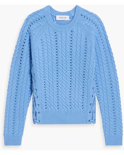 10 Crosby Derek Lam Aitana Lace-up Cable-knit Wool Sweater - Blue