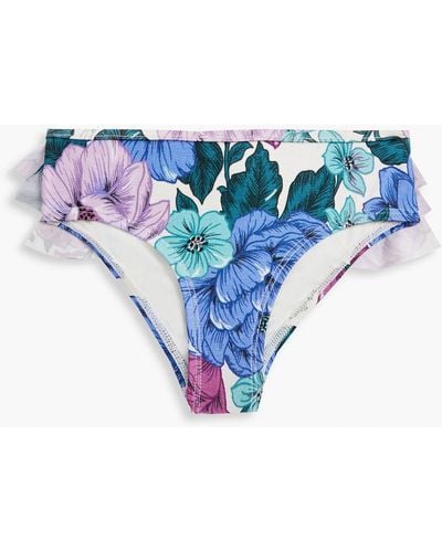 Zimmermann Kids poppy bikini-höschen mit floralem print und rüschen - Blau