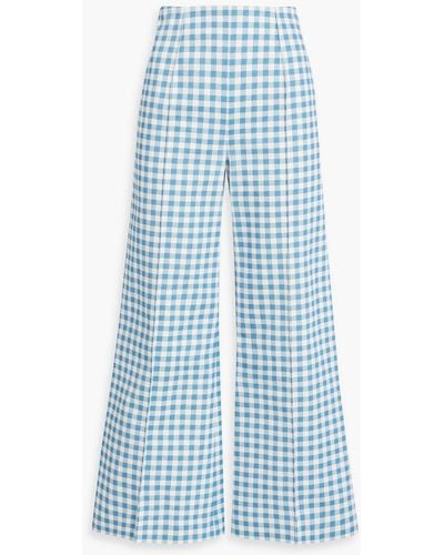 Emilia Wickstead Daffi Gingham Cotton-twill Wide-leg Pants - Blue